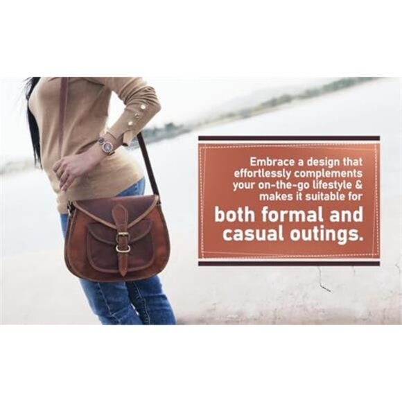 Handmade Women Vintage Style Genuine Brown Leather Crossbody Satchel Bag - Picture 2 of 6